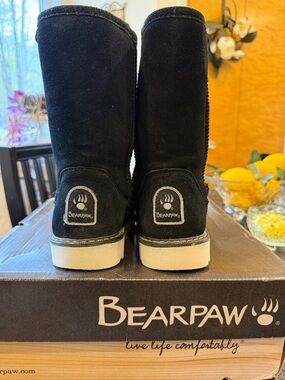 BearPaw Black Suede Cozy Mid-Calf Boots